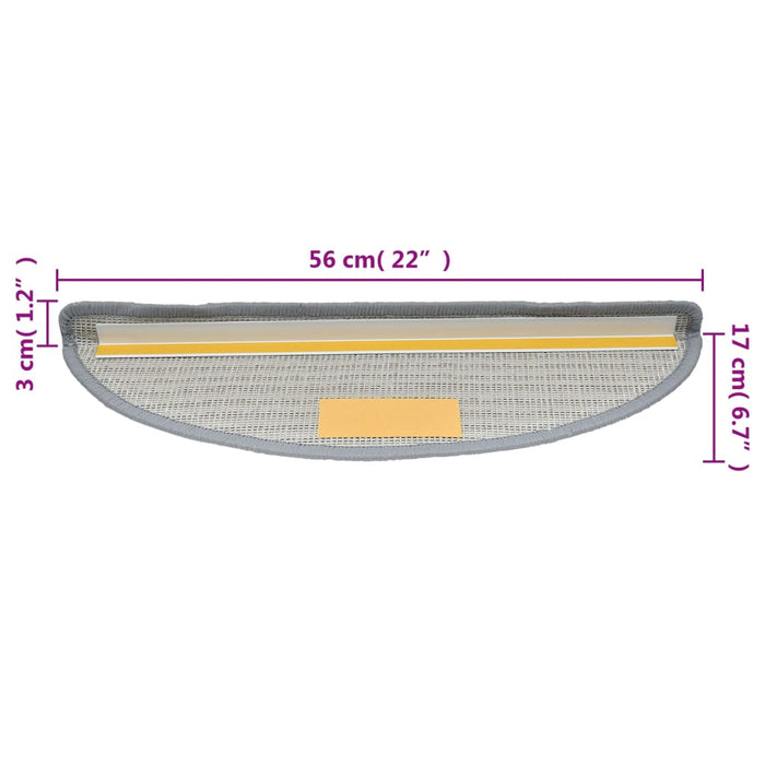 Tappetini per Scale 15 pz Grigio 56x17x3 cm 133892