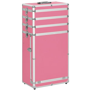 Valigia Trolley per Cosmetici in Alluminio Rosa 91813