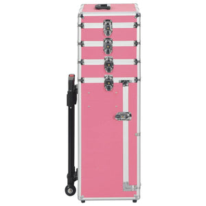 Valigia Trolley per Cosmetici in Alluminio Rosa 91813