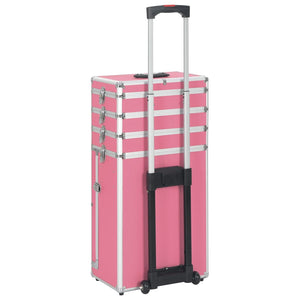 Valigia Trolley per Cosmetici in Alluminio Rosa 91813