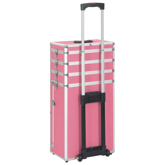 Valigia Trolley per Cosmetici in Alluminio Rosa 91813