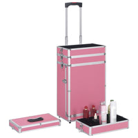 Valigia Trolley per Cosmetici in Alluminio Rosa 91813