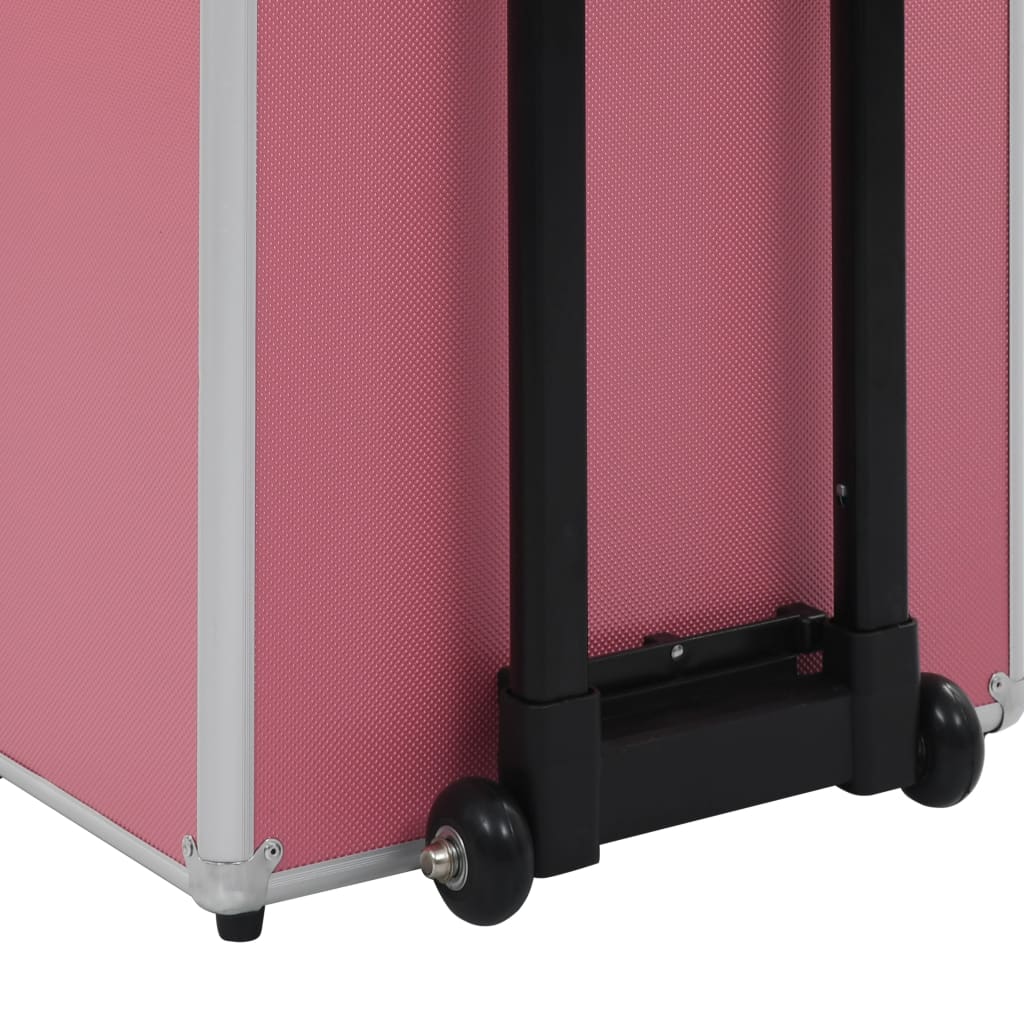 Valigia Trolley per Cosmetici in Alluminio Rosa 91813