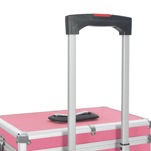 Valigia Trolley per Cosmetici in Alluminio Rosa 91813