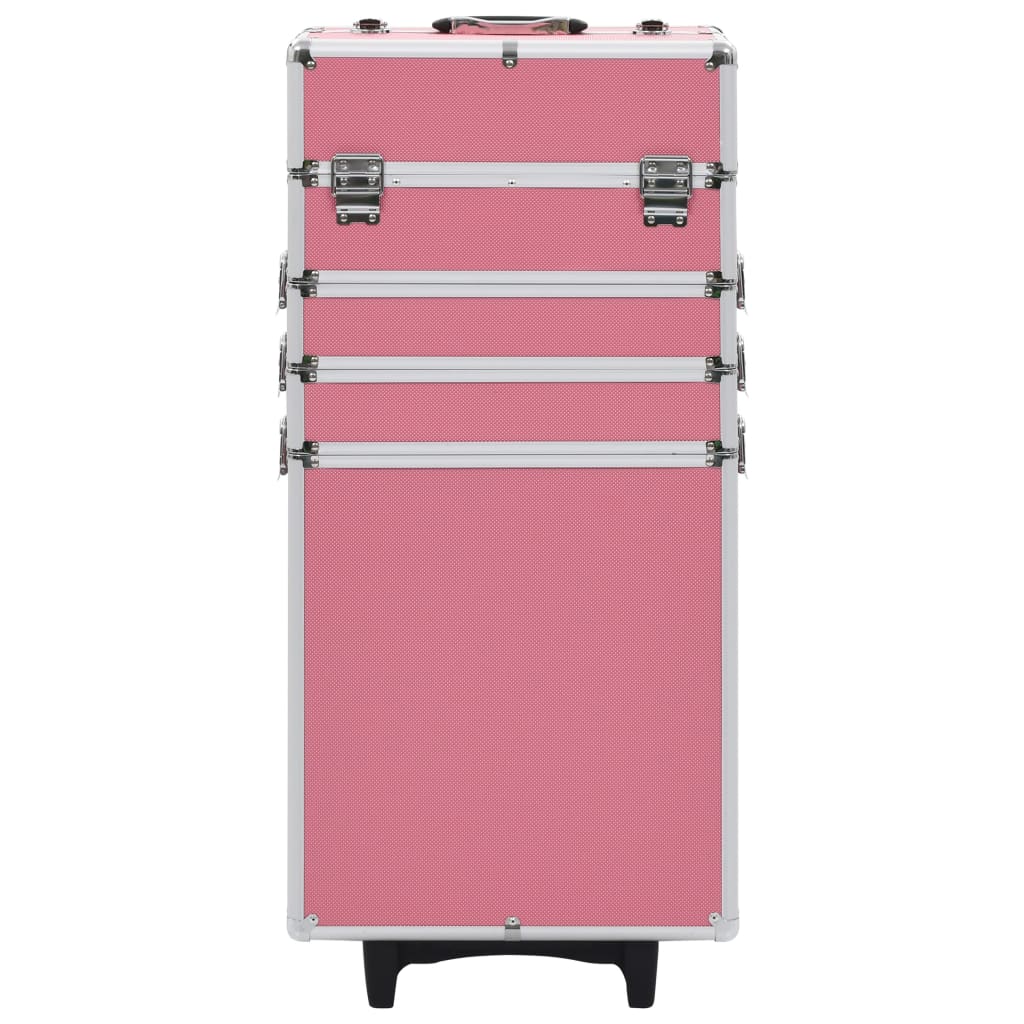 Valigia Trolley per Cosmetici Alluminio Rosa