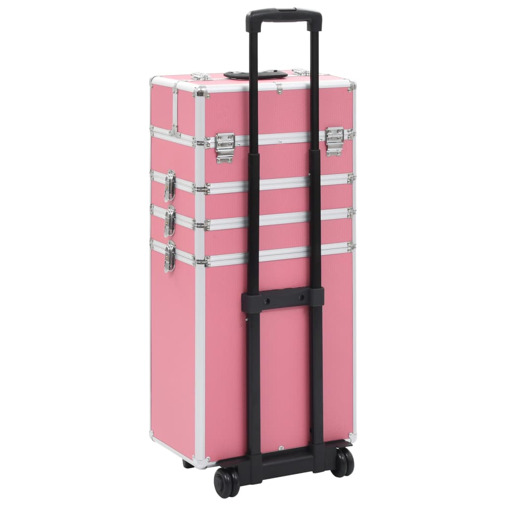 Valigia Trolley per Cosmetici Alluminio Rosa