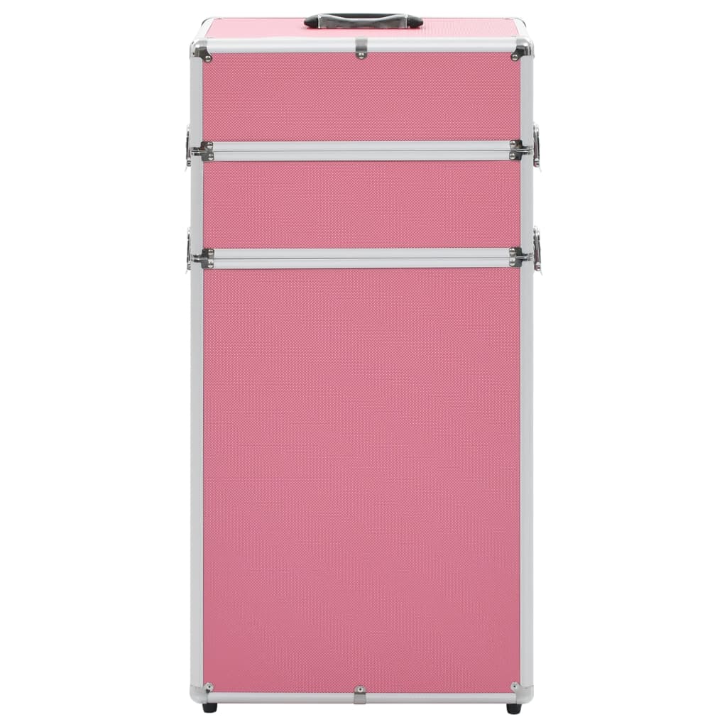 Valigia Trolley per Cosmetici in Alluminio Rosa 91820