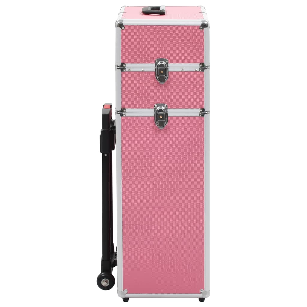 Valigia Trolley per Cosmetici in Alluminio Rosa 91820