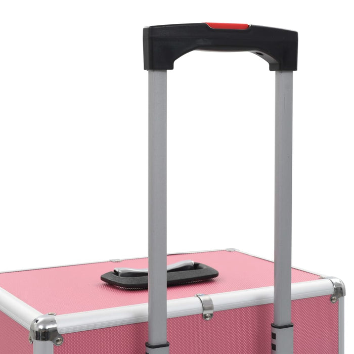 Valigia Trolley per Cosmetici in Alluminio Rosa 91820