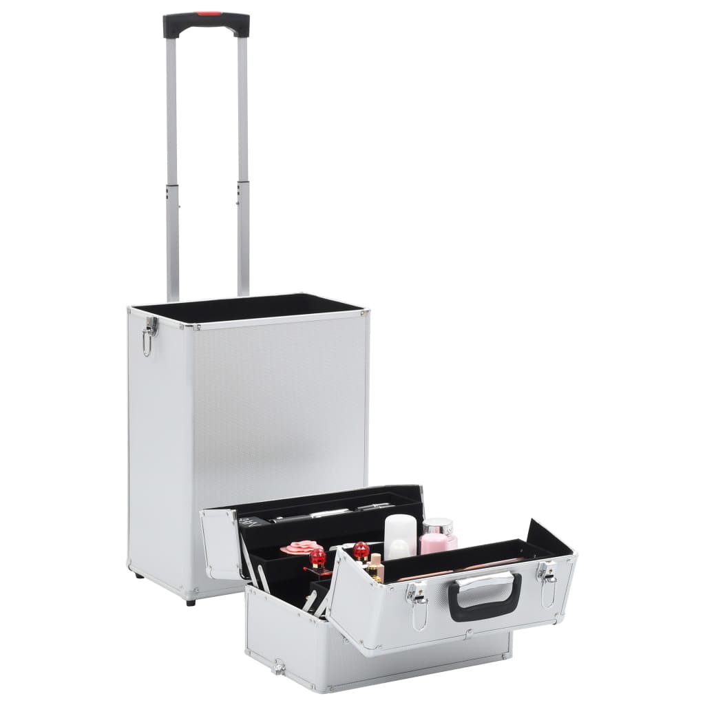 Valigia Trolley per Cosmetici in Alluminio Argento 91821