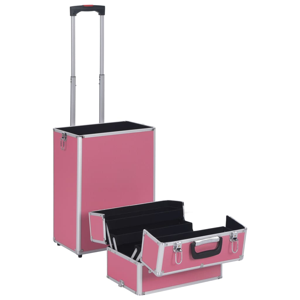 Valigia Trolley per Cosmetici in Alluminio Rosa cod mxl 59111