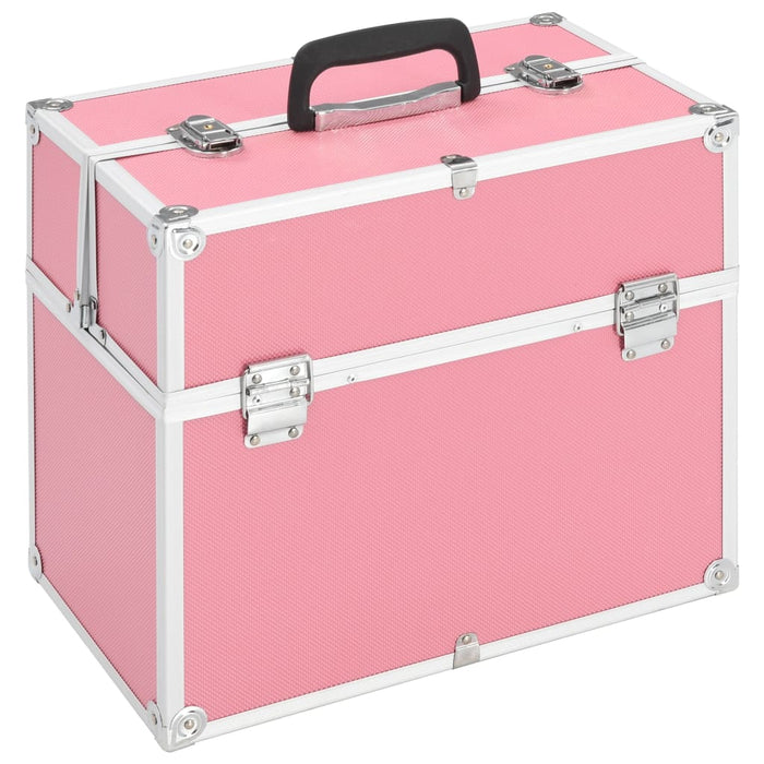 Valigia per Cosmetici 37x24x35 cm Rosa in Alluminio 91834