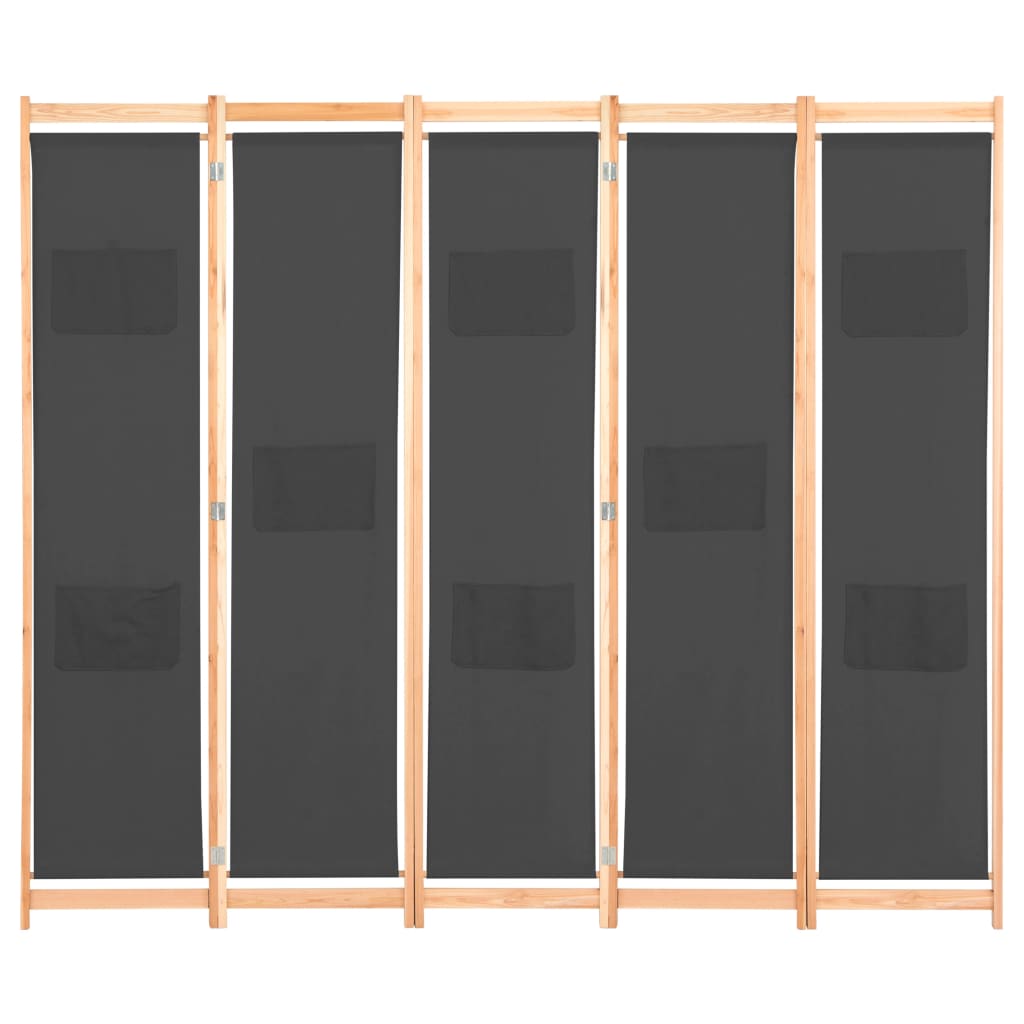 Divisorio a 5 Pannelli Grigio 200x170x4 cm in Tessutocod mxl 118507