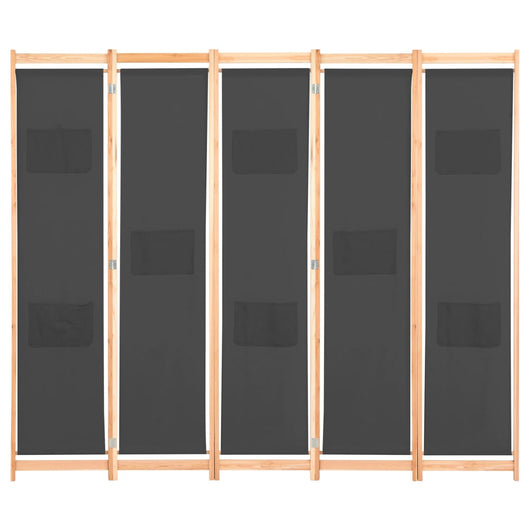 Divisorio a 5 Pannelli Grigio 200x170x4 cm in Tessutocod mxl 118507