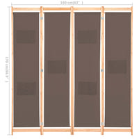 Divisorio a 4 Pannelli Marrone 160x170x4 cm in Tessuto 248180