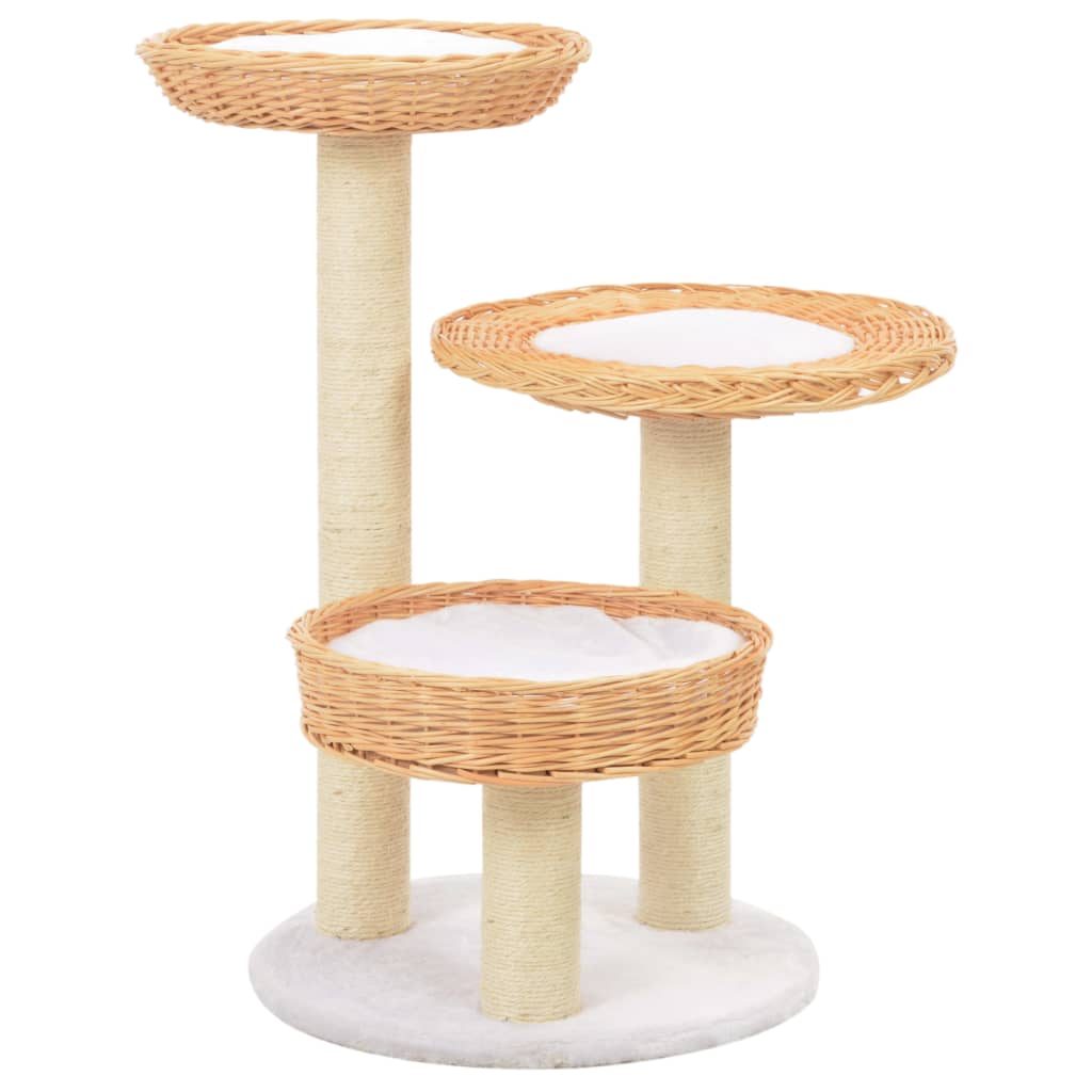 Albero per Gatti con Tiragraffi in Legno di Salice Naturale cod mxl 60663