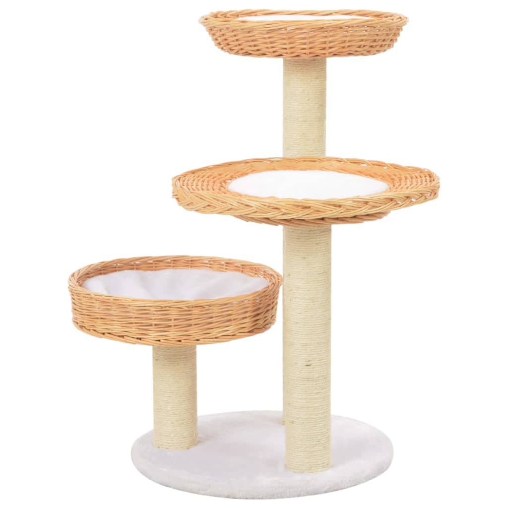 Albero per Gatti con Tiragraffi in Legno di Salice Naturale cod mxl 60663