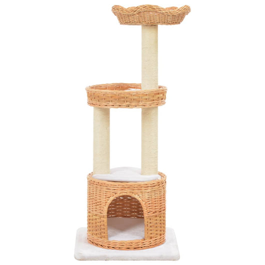 Albero per Gatti con Tiragraffi in Legno di Salice Naturale cod mxl 58341