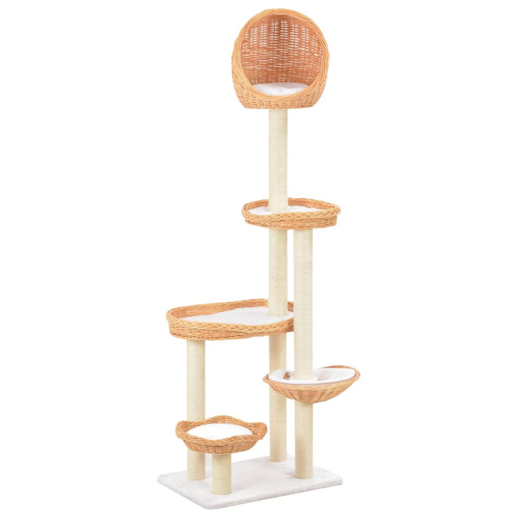 Albero per Gatti con Tiragraffi in Legno di Salice Naturale cod mxl 35226