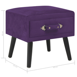 Comodino Viola Scuro 40x35x40 cm in Velluto 247541