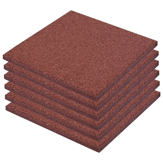 Piastrelle Anticaduta 6 pz in Gomma 50x50x3 cm Rosso cod mxl 52737