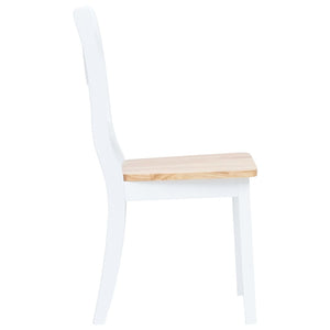 Sedie da Pranzo 2 pz Bianco e Legno Chiaro in Massello di Hevea cod mxl 31483