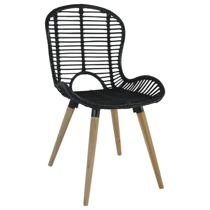 Sedie da Pranzo 6 pz Nere in Rattan Naturale cod mxl 55997