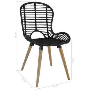 Sedie da Pranzo 6 pz Nere in Rattan Naturale cod mxl 55997