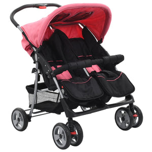 Passeggino Gemellare Rosa e Nero in Acciaiocod mxl 71845