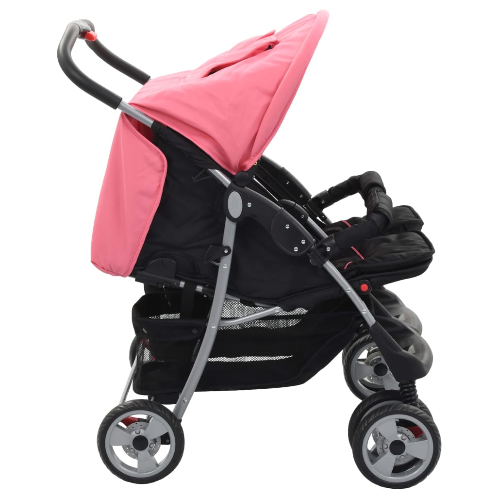 Passeggino Gemellare Rosa e Nero in Acciaiocod mxl 71845