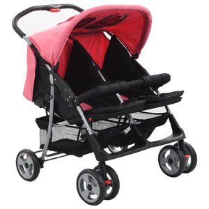 Passeggino Gemellare Rosa e Nero in Acciaiocod mxl 71845