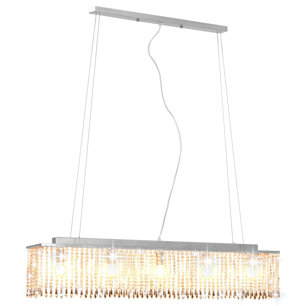 Lampadario con Perle di Cristallo Argento 104 cm E14 50860