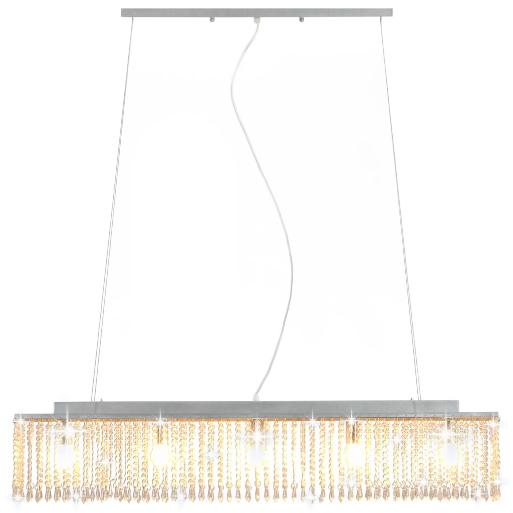 Lampadario con Perle di Cristallo Argento 104 cm E14 50860