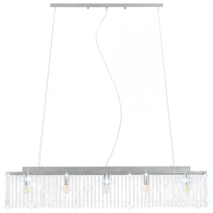 Lampadario con Perle di Cristallo Argento 104 cm E14 50860