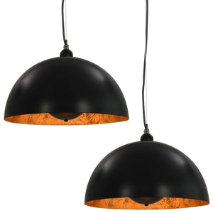 Lampadari 2 pz Nero e Oro Semi-Sferici 40 cm E27 cod mxl 72146