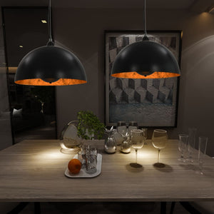 Lampadari 2 pz Nero e Oro Semi-Sferici 40 cm E27 cod mxl 72146