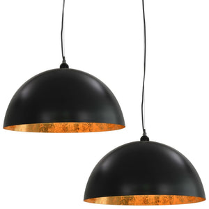 Lampadari 2 pz Nero e Oro Semi-Sferici 50 cm E27 50877