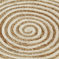 Tappeto Lavorato a Mano in Juta Design a Spirale Bianco 150 cm 133718