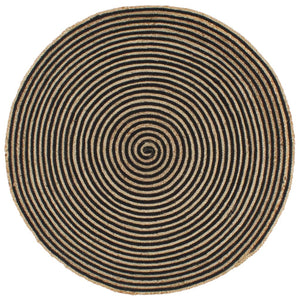 Tappeto Lavorato a Mano in Juta Design a Spirale Nero 90 cm cod mxl 69366