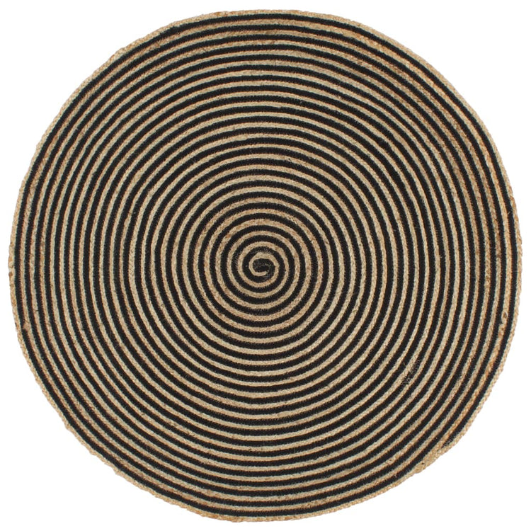 Tappeto Lavorato a Mano in Juta Design a Spirale Nero 90 cm cod mxl 69366