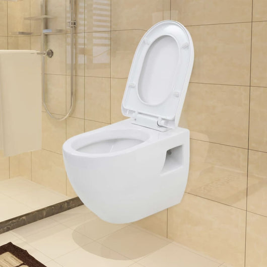 WC a Muro con Sciacquone Nascosto in Ceramica Bianco 275791