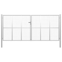 Cancello per Giardino in Acciaio Zincato 415x225 cm Argento 144302