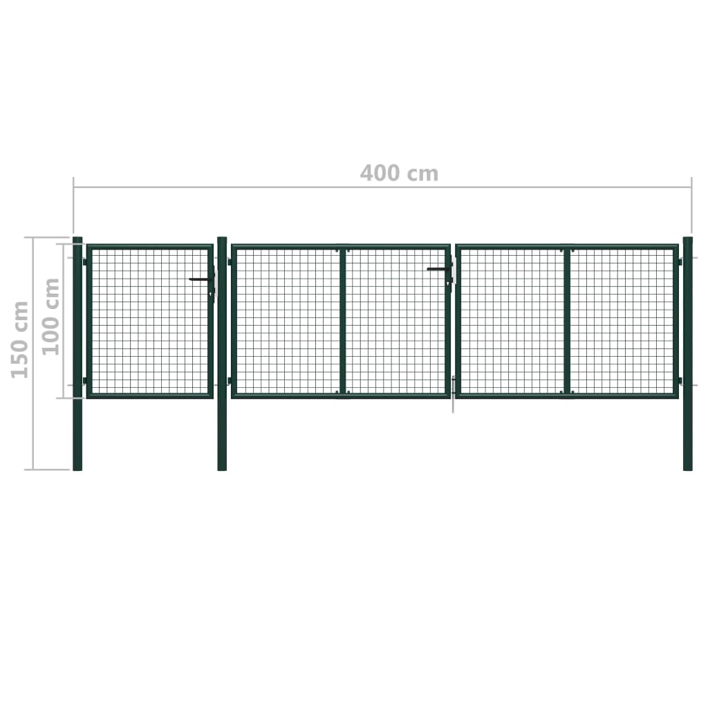 Cancello per Giardino in Acciaio 400x100cm Verde 144311