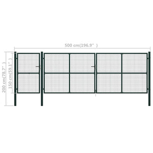 Cancello per Giardino in Acciaio 500x150 cm Verde 144319