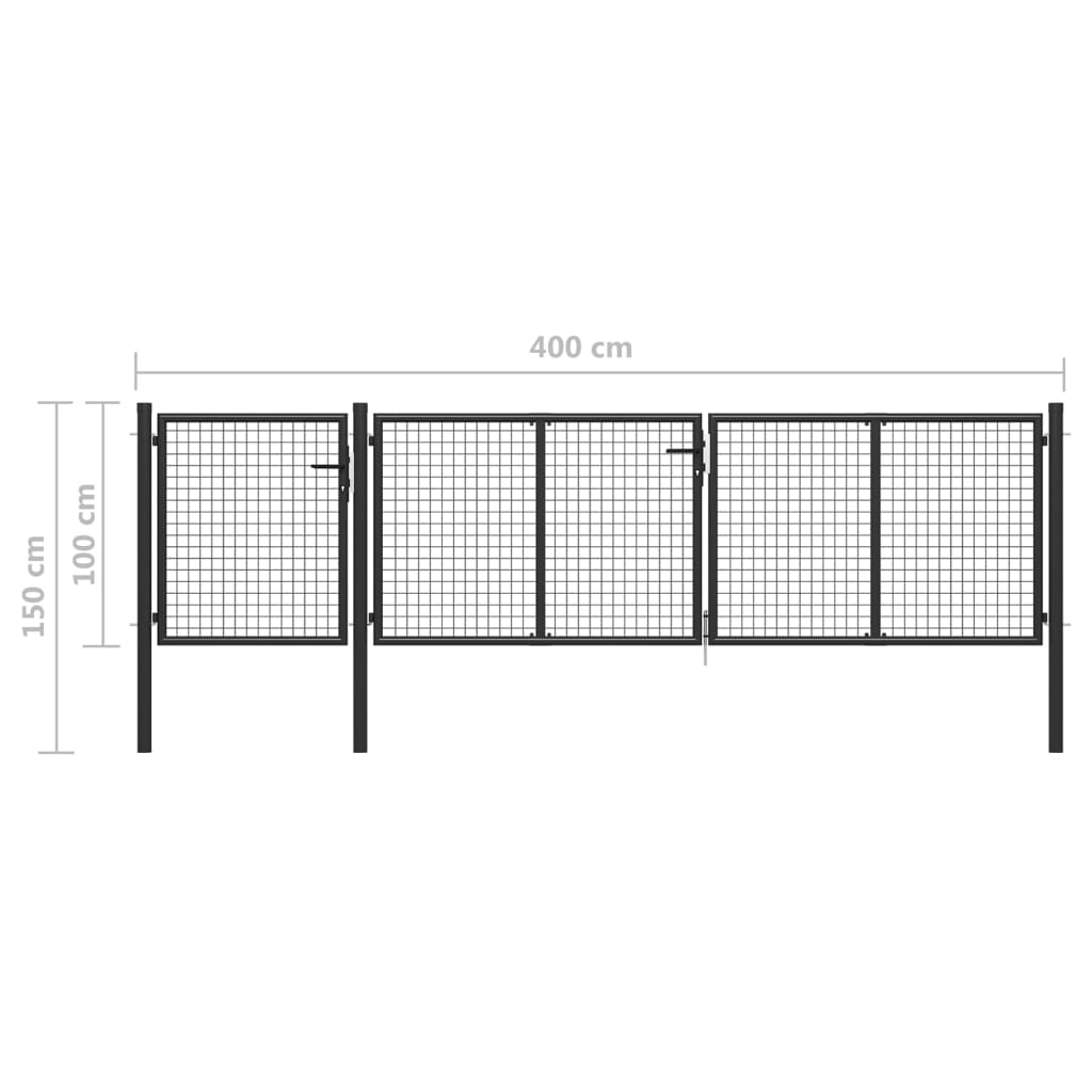 Cancello per Giardino in Acciaio 400x100cm Antracite 144329