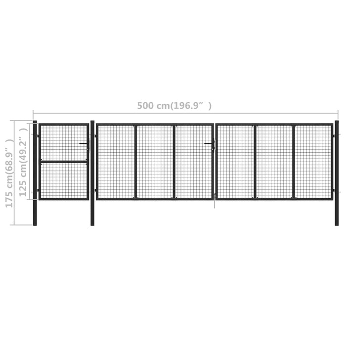 Cancello per Giardino in Acciaio 500x125 cm Antracite 144336