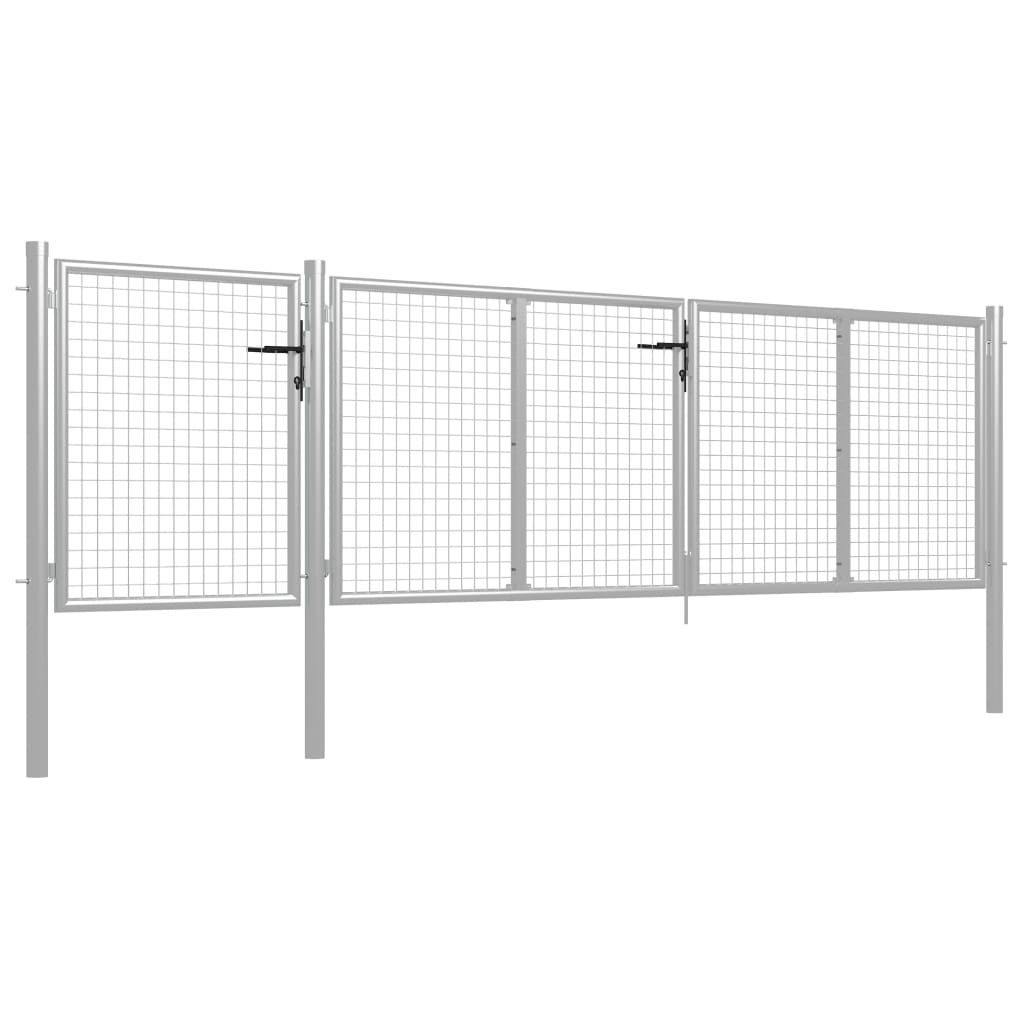 Cancello per Giardino in Acciaio 400x100cm Argento 144347