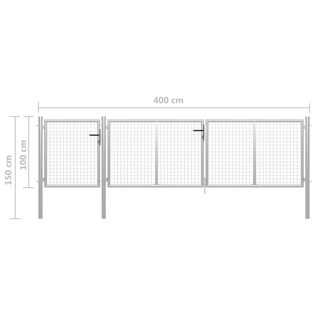 Cancello per Giardino in Acciaio 400x100cm Argento cod mxl 56389