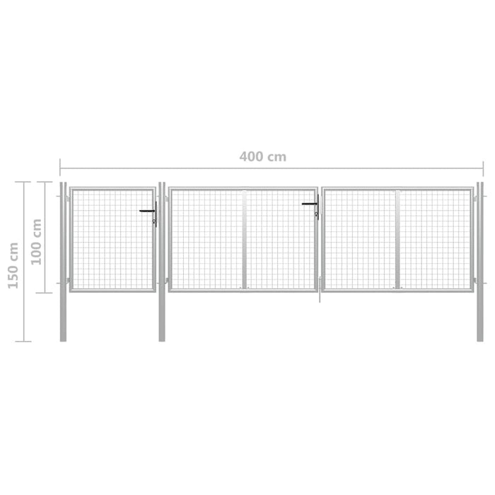 Cancello per Giardino in Acciaio 400x100cm Argento cod mxl 56389