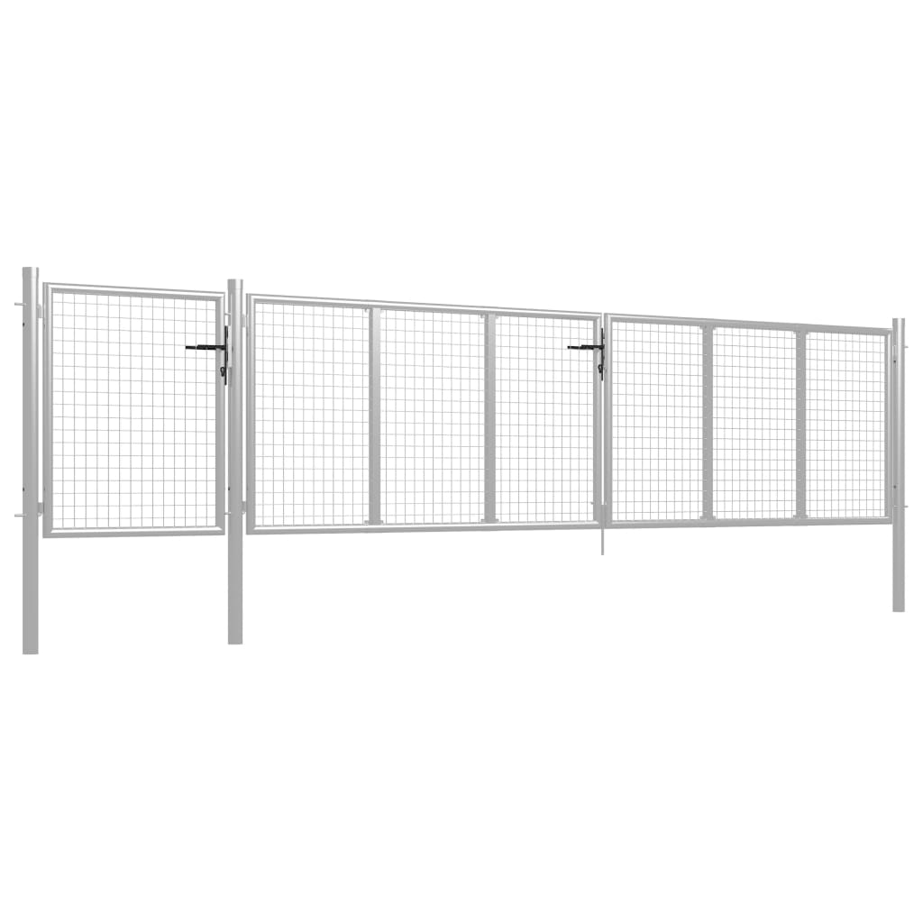 Cancello per Giardino in Acciaio 500x100 cm Argento 144353